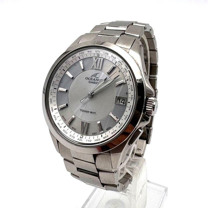 Casio Oceanus OCW-S100 solar titanium watch with silver dial and sapphire glass