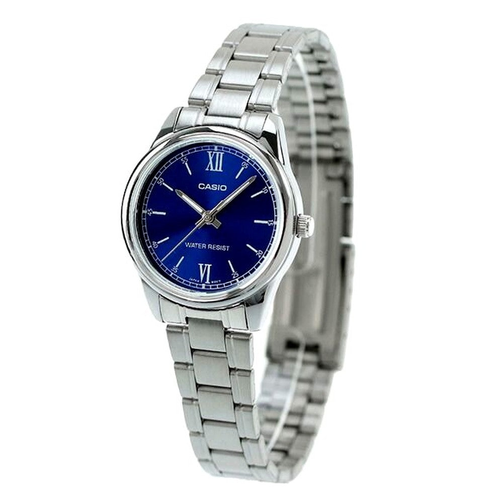 Casio Standard Quartz Women's Watch LTP-V005D-2B2DF with blue dial and silver stainless steel band