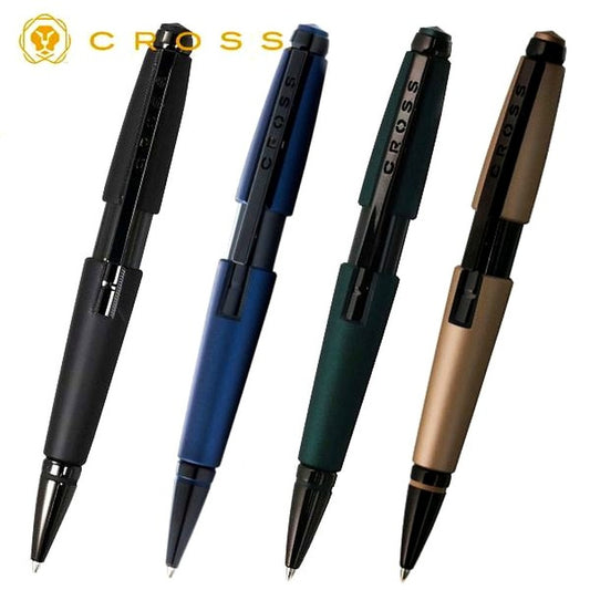 CROSS Select Chip Rollerball Pen Edge Matte Series in Black Blue Hazel with slide mechanism and brass body
