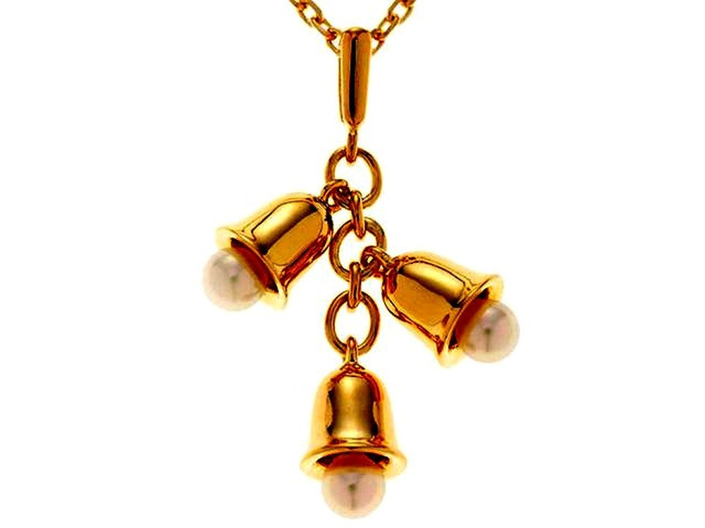MIKIMOTO Bell Motif Necklace featuring a single pearl pendant on K18 gold chain