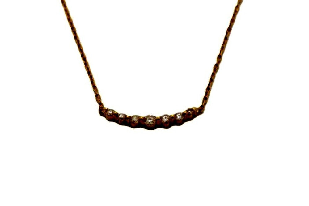 Agete K18 gold necklace with 0.1ct diamonds, 45cm length, and delicate motif size 13.4mm x 2.1mm