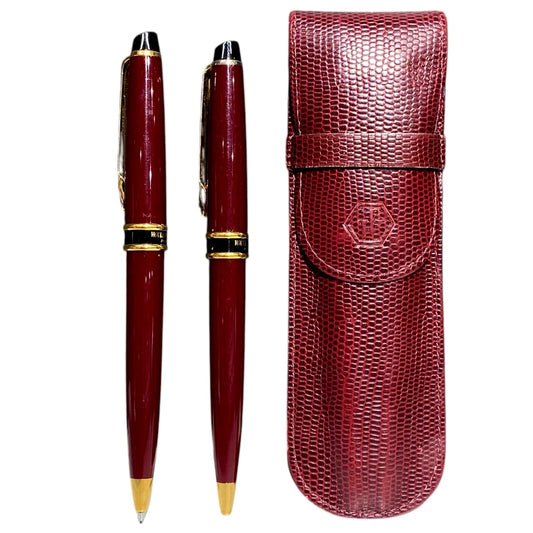 Waterman ballpoint pen and mechanical pencil set with case, writing instruments without ink and lead