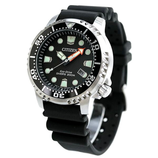Citizen BN0156-05E men's Promaster watch with black dial, stainless steel case, and black urethane band
