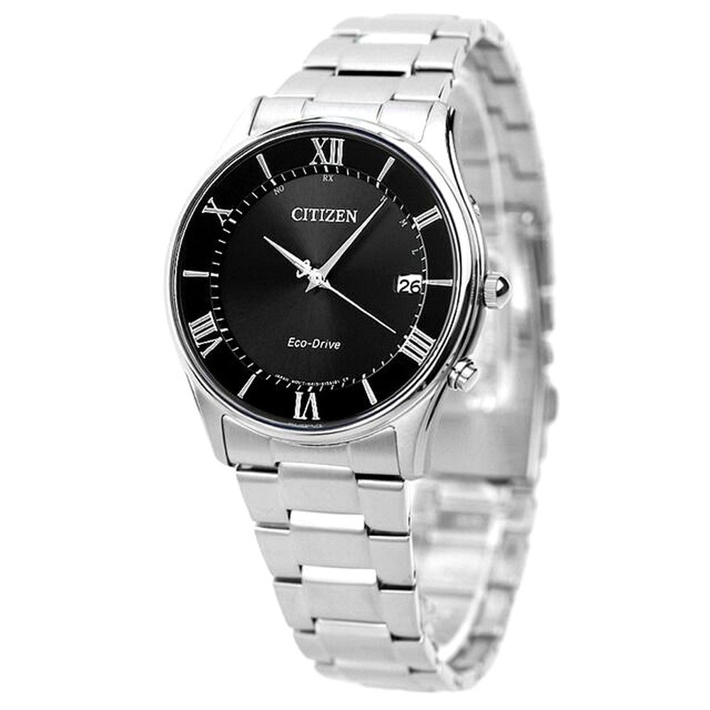 Citizen AS1060-54E men's watch with black dial and silver stainless steel band