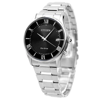 Citizen AS1060-54E men's watch with black dial and silver stainless steel band