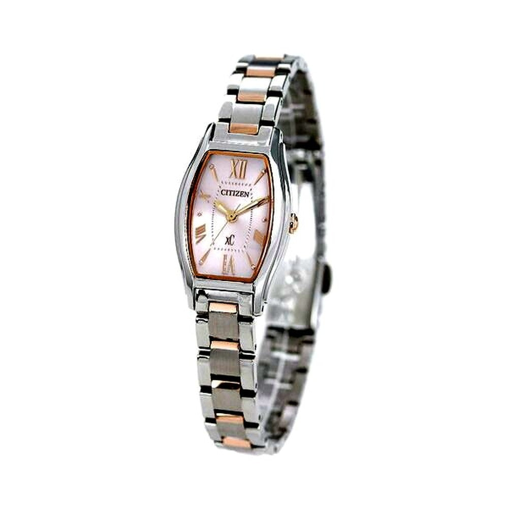 Citizen Eco-Drive EW5544-51W ladies wristwatch with pink dial and silver pink gold stainless steel band
