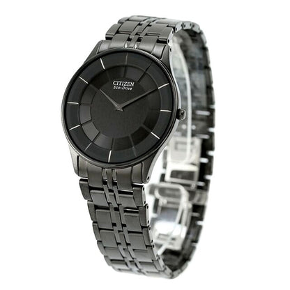 Citizen Eco-Drive AR3017-58E men's wristwatch with black dial and stainless steel gray band