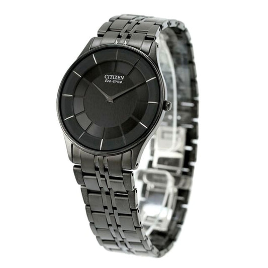 Citizen Eco-Drive AR3017-58E men's wristwatch with black dial and stainless steel gray band