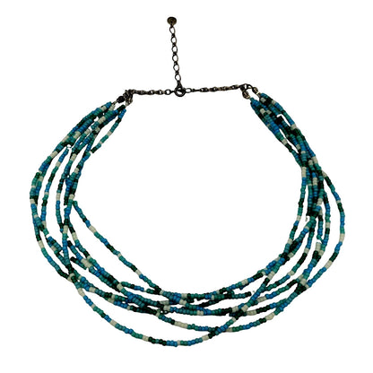 Agete sterling silver beads seven-strand necklace for women with 18 cm full length