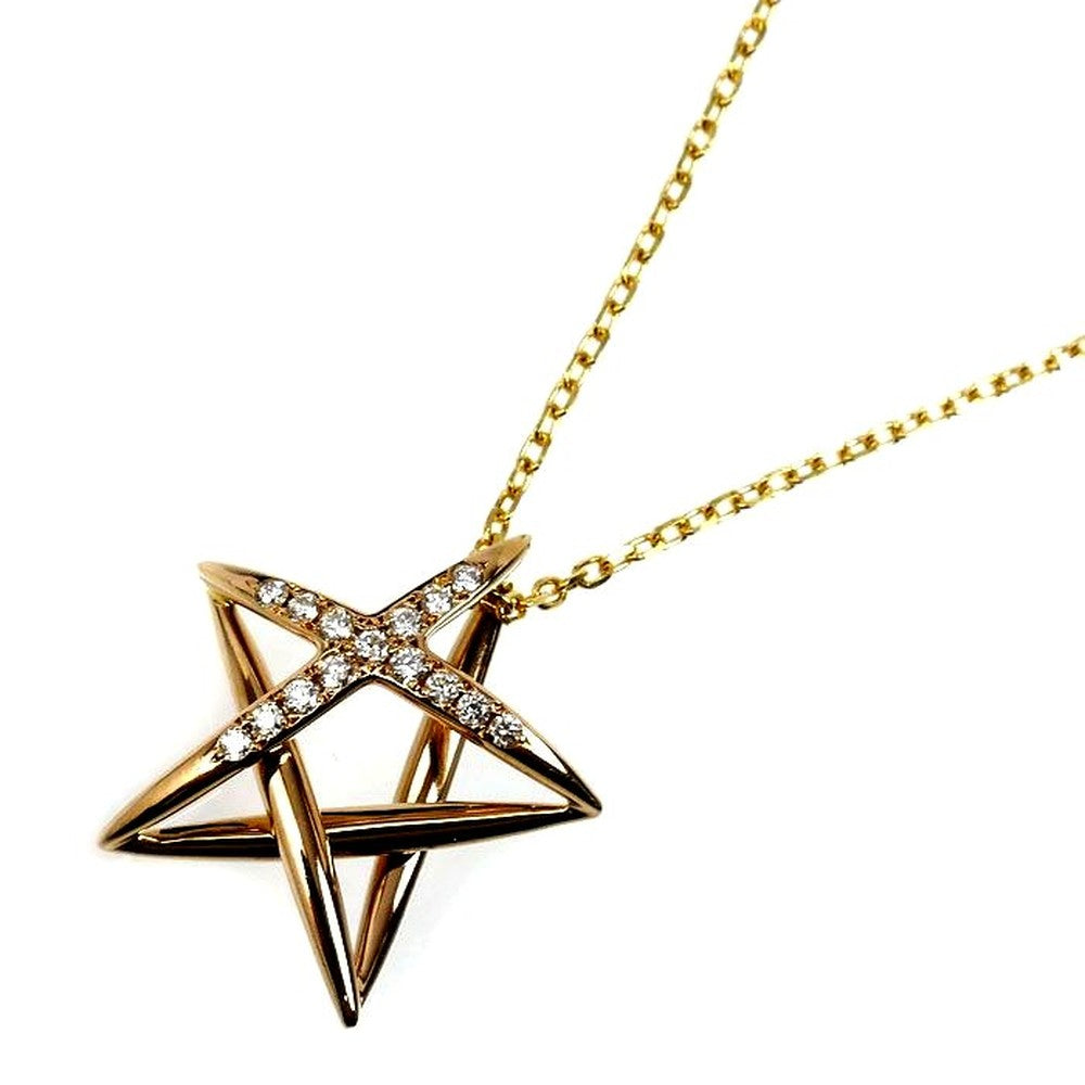 Mikimoto Star Necklace in K18 yellow and pink gold with diamond pendant on a 42cm chain