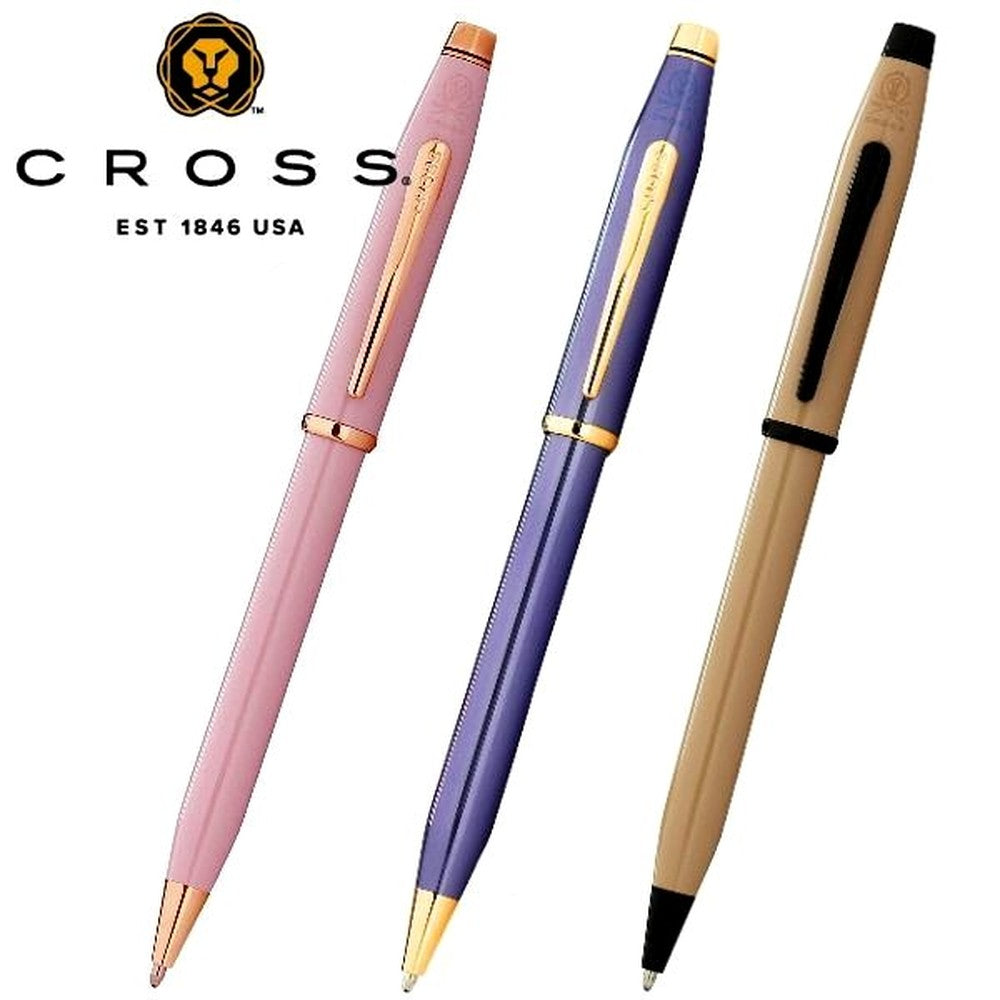 CROSS Century 2 ballpoint pen in smoky pink lavender blue with beige accents and twist mechanism