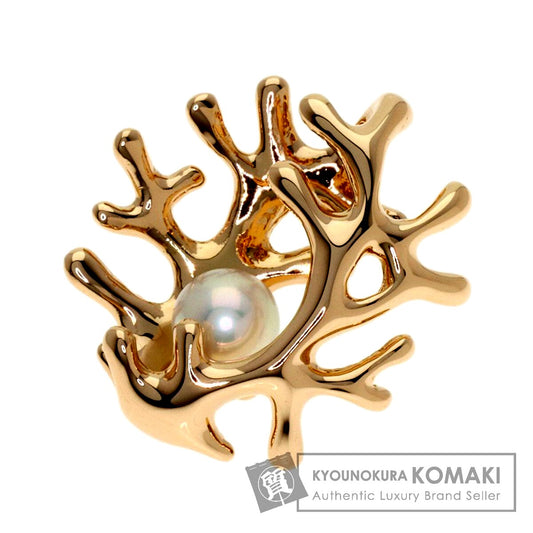 MIKIMOTO Akoya Pearl Coral Motif pendant top in pink gold K18PG with approximately 5mm pearl