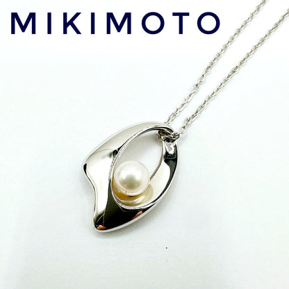 Pearl silver necklace approximately 39cm with SV925 silver chain and 5.2mm round pearl pendant