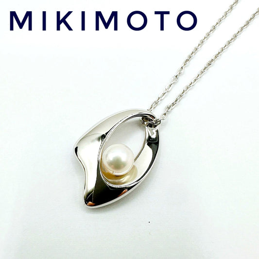 Pearl silver necklace approximately 39cm with SV925 silver chain and 5.2mm round pearl pendant