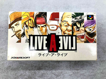 Cover art of Live A Live RPG game showing various characters and scenic background