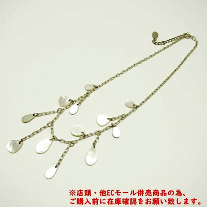 Agete Shell Chain Necklace in SV925 silver with drop design, 38cm length, displayed against white background