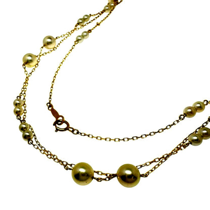Mikimoto station-style long necklace with 3.3-6.0mm Akoya pearls and K18 gold chain, 72cm length