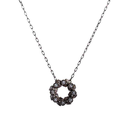 Mikimoto necklace featuring a 0.11 ct diamond charm in K18 white gold with a 39/42.5 cm chain