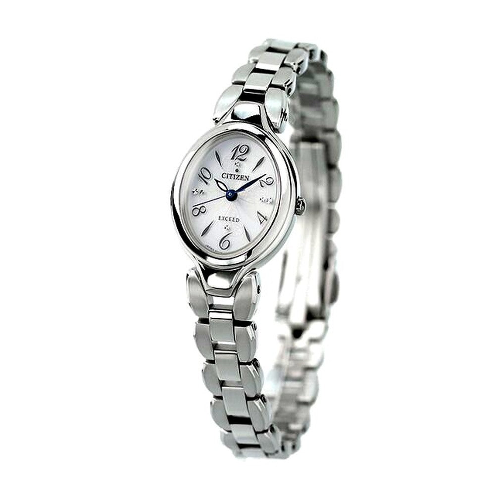 Citizen EX2040-55A Ladies EXCEED watch with white dial, silver band, and titanium case