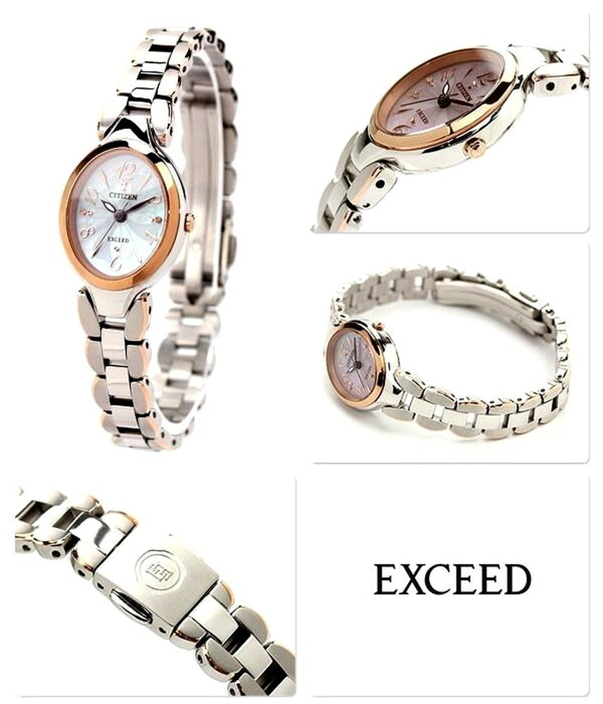 Citizen EX2044-54W ladies watch with pink shell dial and silver titanium band