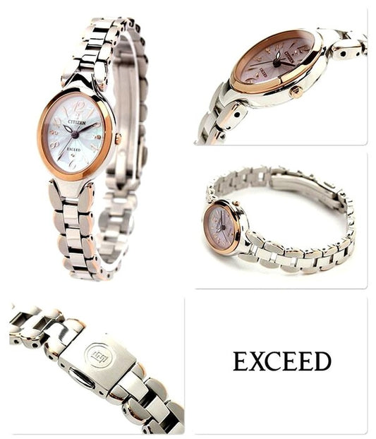Citizen EX2044-54W ladies watch with pink shell dial and silver titanium band