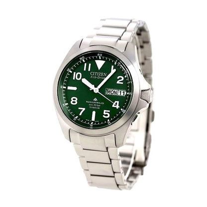 Citizen PROMARSTER LAND Series Eco-Drive Radio-Controlled Watch PMD56-2951 with green dial and silver titanium band