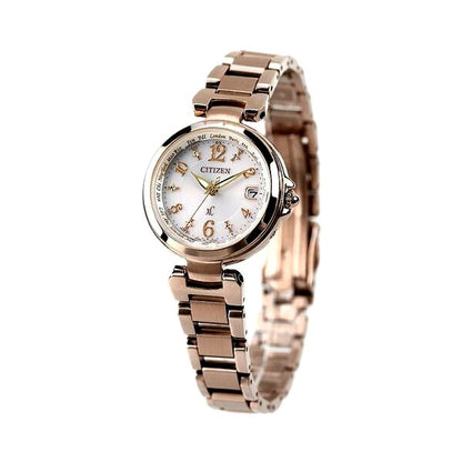 Citizen EC1037-51A women's wristwatch with silver dial and Sakura pink stainless steel band