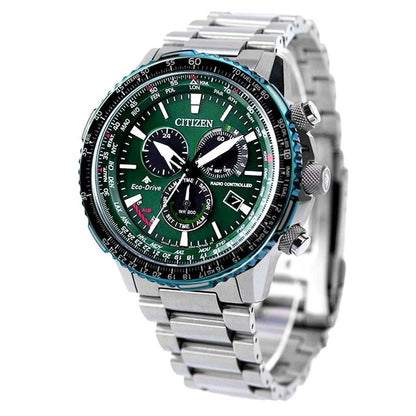Citizen Promaster SKY Eco-Drive radio-controlled watch with green dial and stainless steel case model CB5004-59W