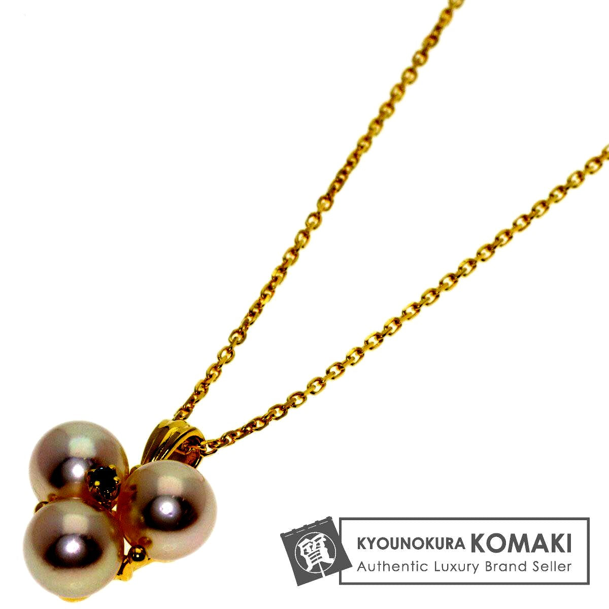 MIKIMOTO Pearl Sapphire Necklace in K18YG yellow gold with 38 cm chain for women