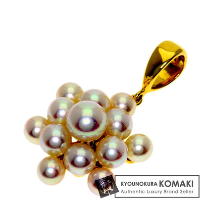 Mikimoto Pearl Pendant Top made of K18YG gold with pearl stones, measuring 30.2 x 17.2 x 10.3 mm