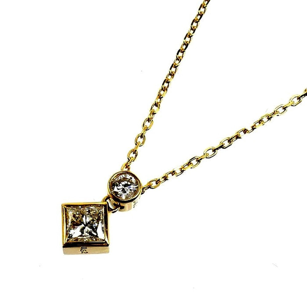 Tasaki yellow gold necklace with 0.64 carat diamonds on a 40cm chain for ladies, used condition