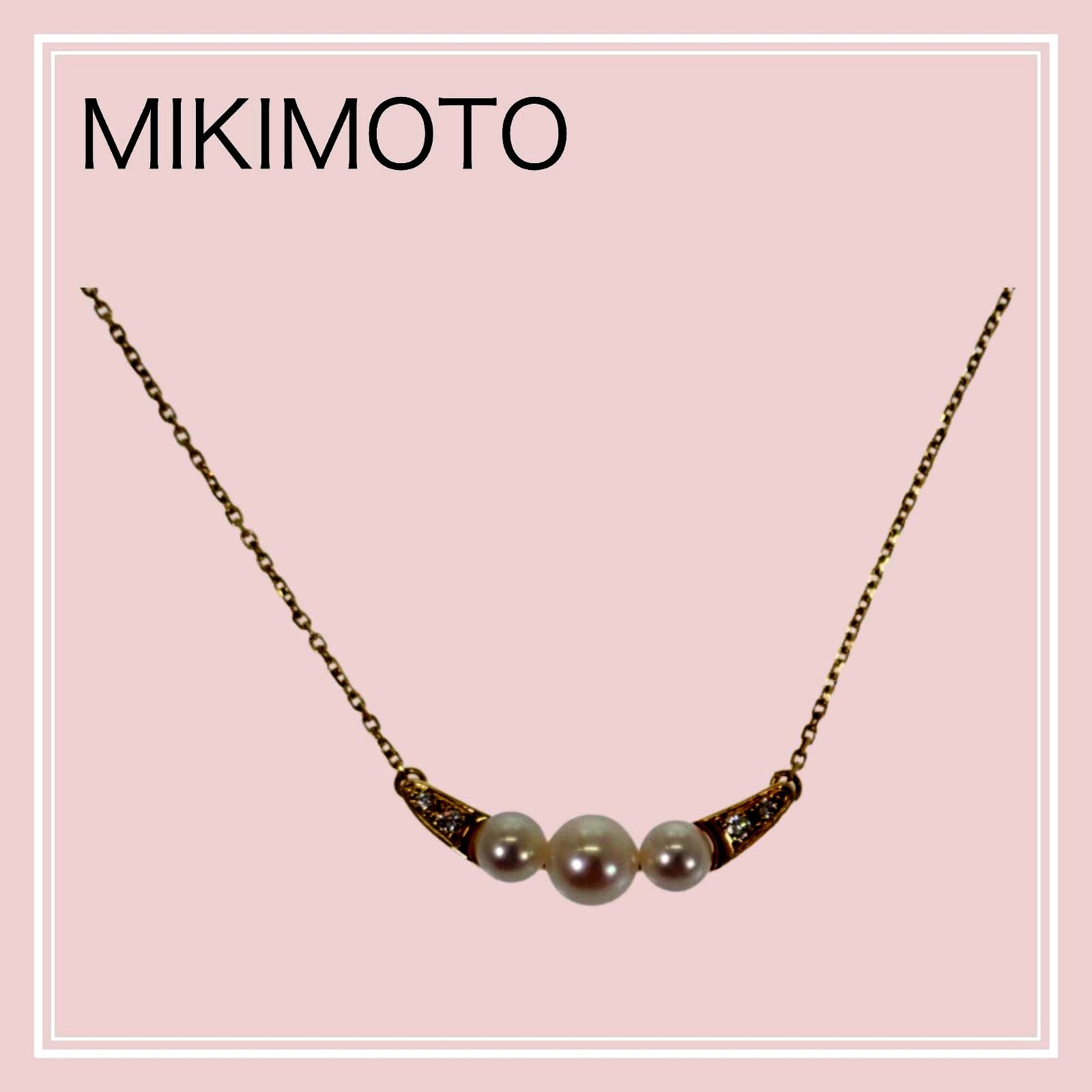 MIKIMOTO 3-Row Pearl Pendant Necklace featuring Akoya pearls set in 18K yellow gold with 42.5cm chain