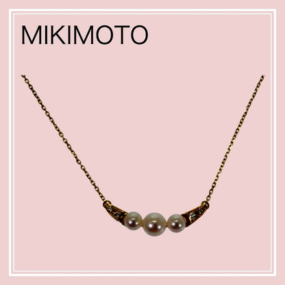 MIKIMOTO 3-Row Pearl Pendant Necklace featuring Akoya pearls set in 18K yellow gold with 42.5cm chain