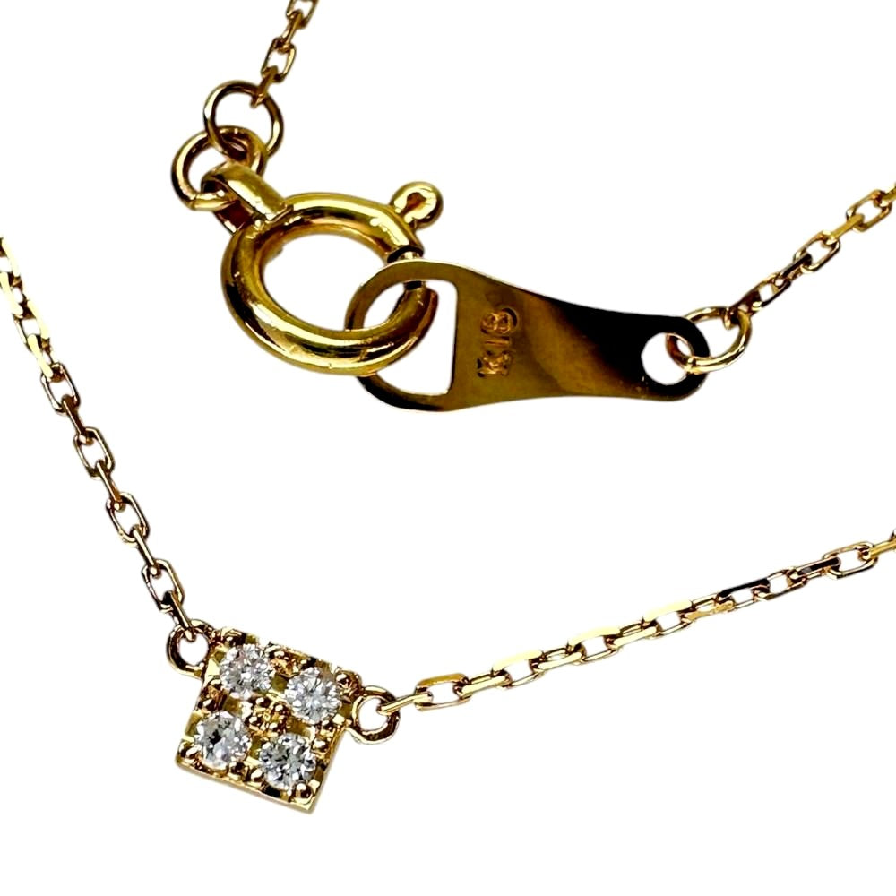 Agete diamond necklace made of 18K gold with 0.02ct diamond and 40.5cm chain displayed on white background