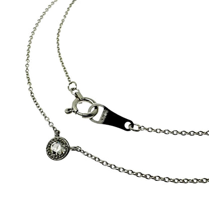Agete ladies diamond necklace 0.03ct set in 18K white gold with 41cm chain and minimalist pendant