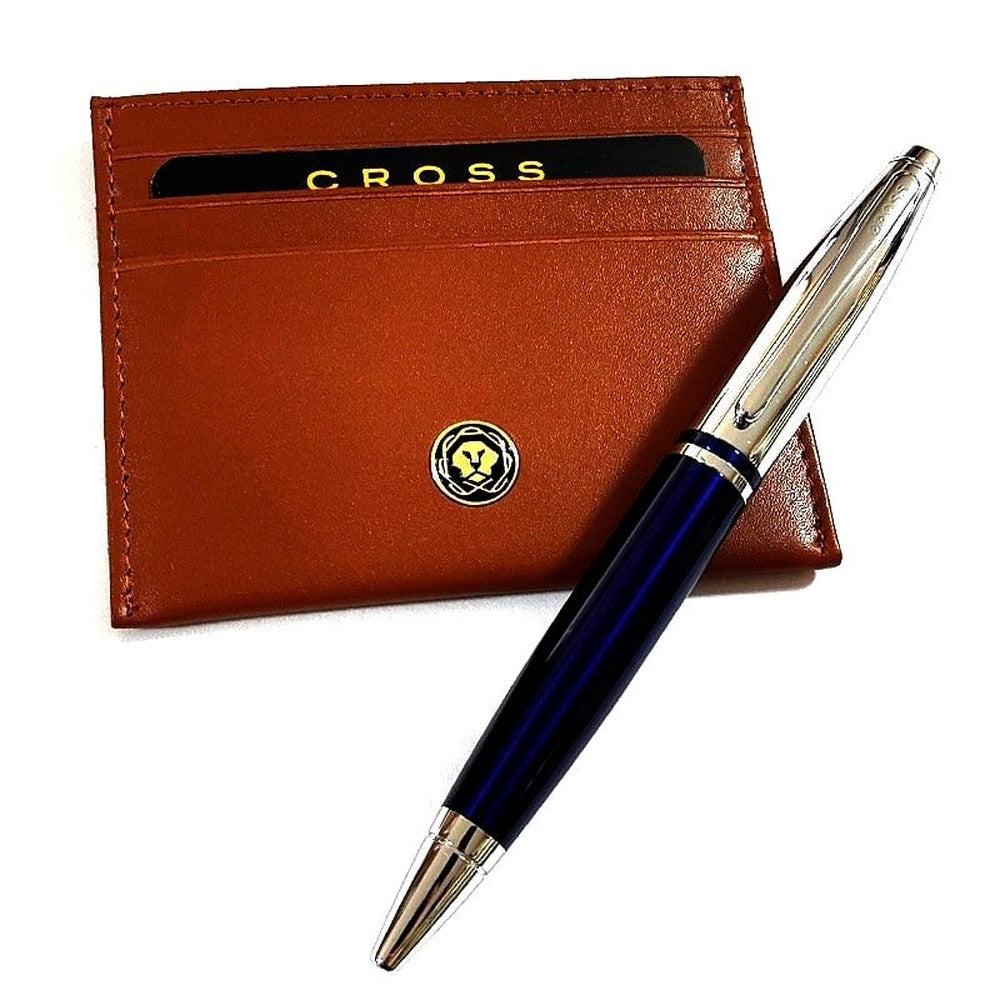 Cross Calais Twist Ballpoint Pen blue with card case and gift box Japan import