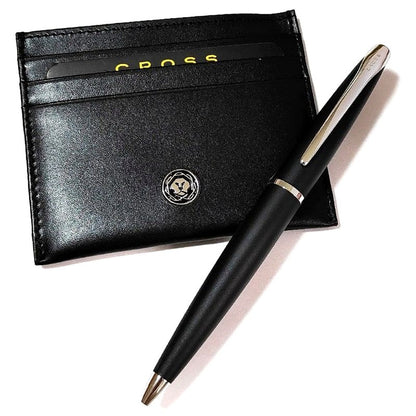 Cross ATX Series black twist ballpoint pen with card case and gift box Japan import