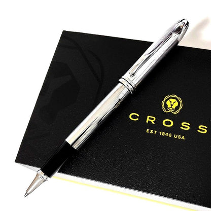 Cross Townsend Chrome SP Silver Ballpoint Pen Model Cross-N535 with chrome-plated steel body and double ring design