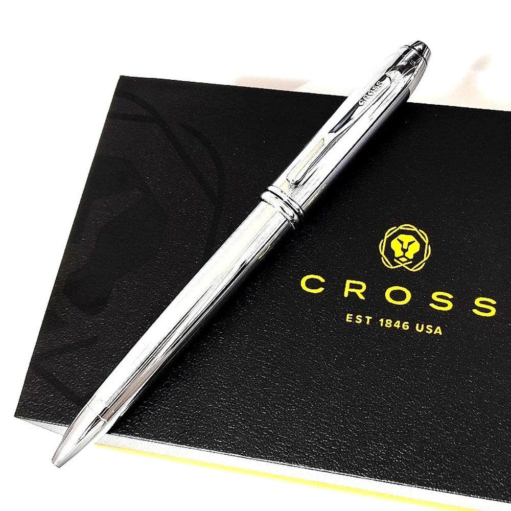 Cross Townsend Chrome Ballpoint Pen Model N532TW with brass body and twist mechanism in gift box