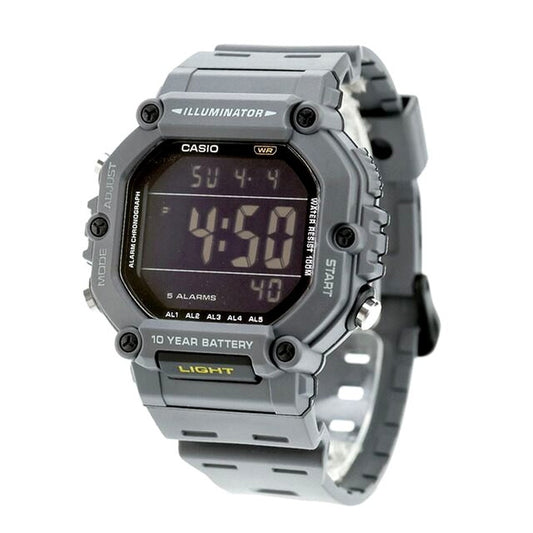 Casio AE-1600H-8BVDF men’s digital watch with black dial and gray resin strap