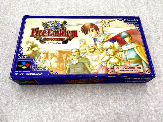 Fire Emblem Thracia 776 SNES game cartridge with damaged box and condition notes