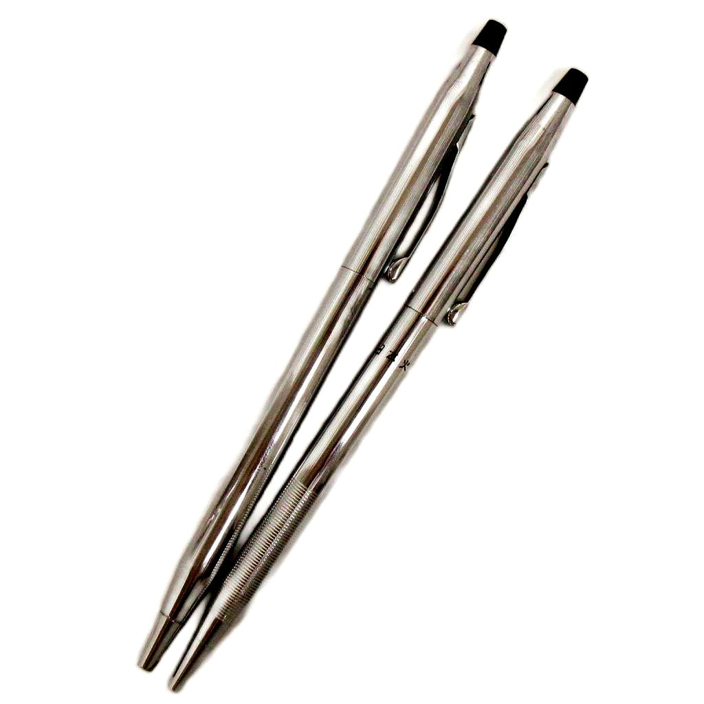 Cross 2-piece set of silver twist ballpoint pens model GY99, each 13.5 cm long, metal finish
