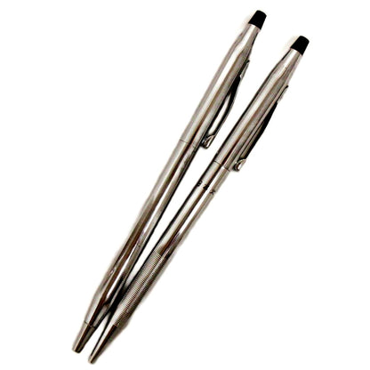 Cross 2-piece set of silver twist ballpoint pens model GY99, each 13.5 cm long, metal finish