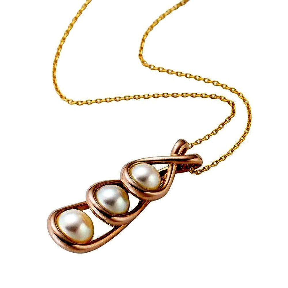 Tasaki K18 Sakura gold necklace featuring three pearls and a 46.8 cm chain with Sakura motif pendant