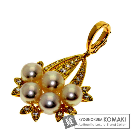 Mikimoto ladies pendant top with a 6.5-7 mm pearl and diamond set in K18 yellow gold