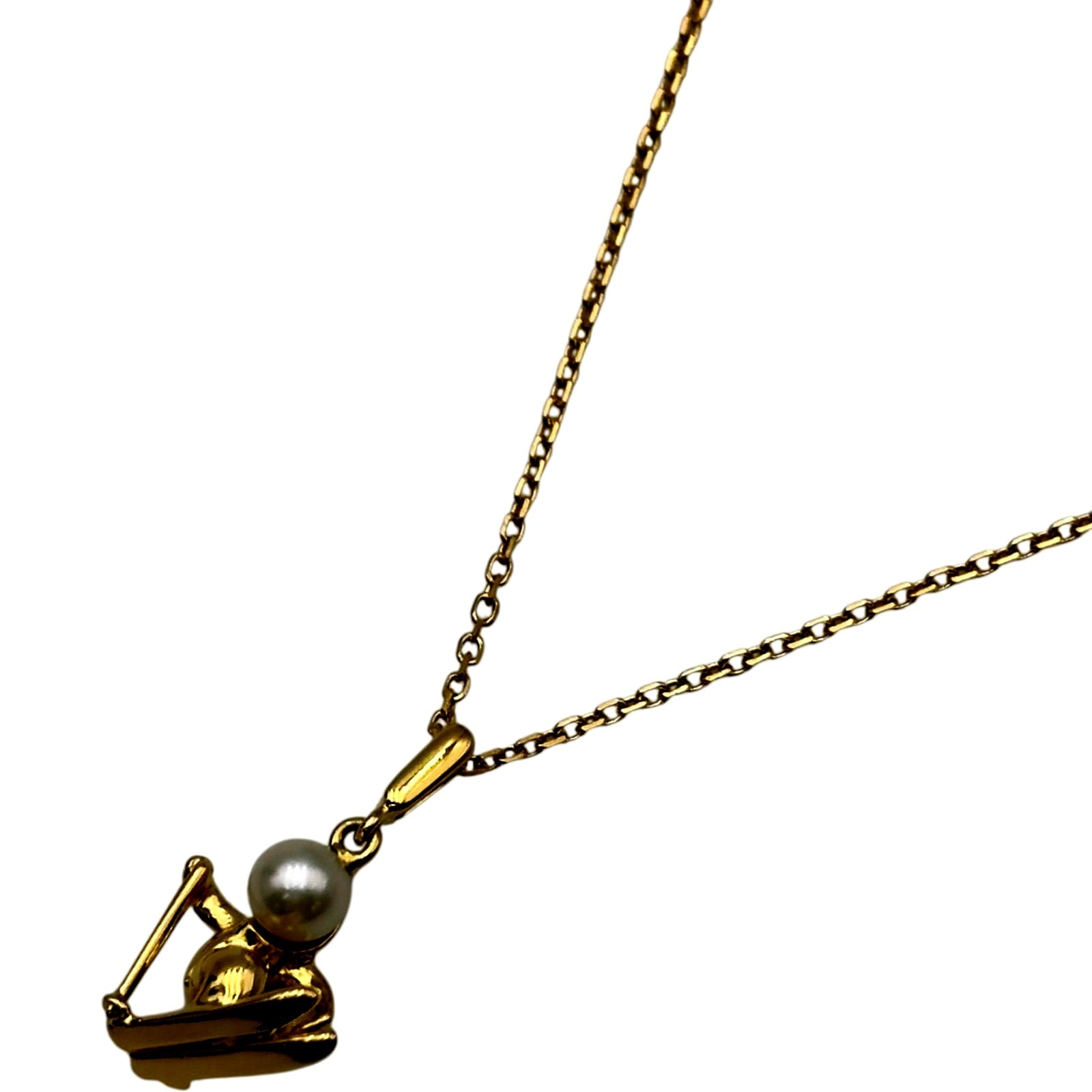 Mikimoto Ski Necklace made of K18 gold with a pearl pendant and 39.5 cm chain for ladies