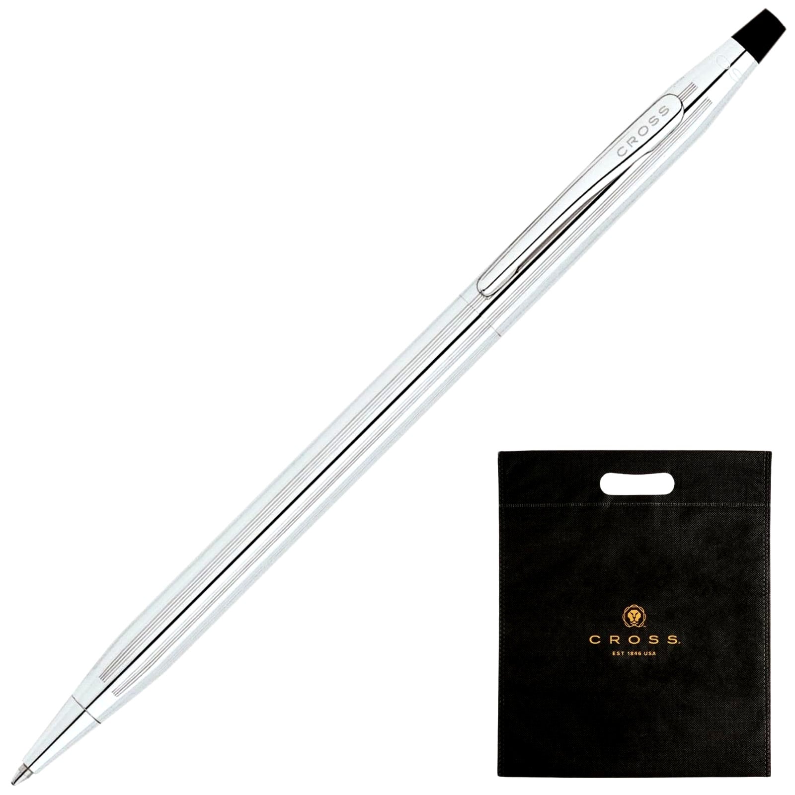 Cross Classic Century Chrome ballpoint pen with medium point, displayed with premium gift box and gift shopper
