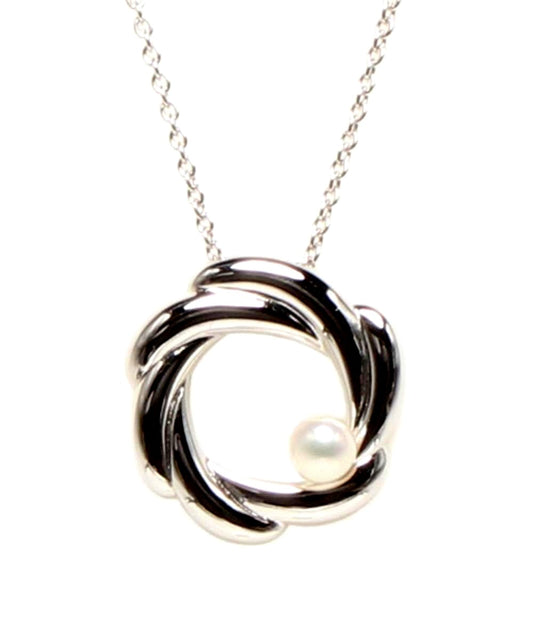 Takashi Necklace SV Pearl 4.0mm silver necklace with 1.7cm pendant on 41.5cm chain for ladies
