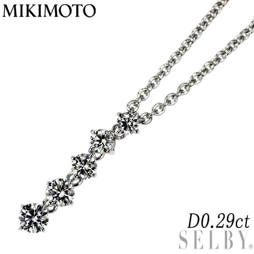Mikimoto K18WG diamond pendant necklace with 0.29ct diamond and 43cm white gold chain