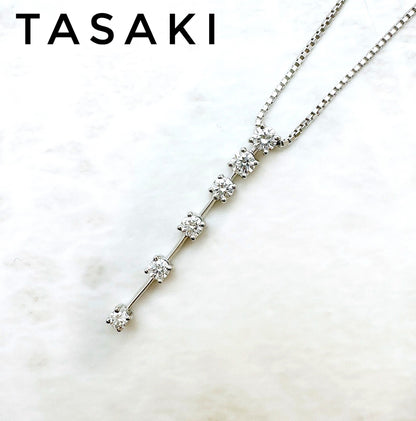 TASAKI diamond necklace 0.43ct set in platinum, length approximately 45 cm
